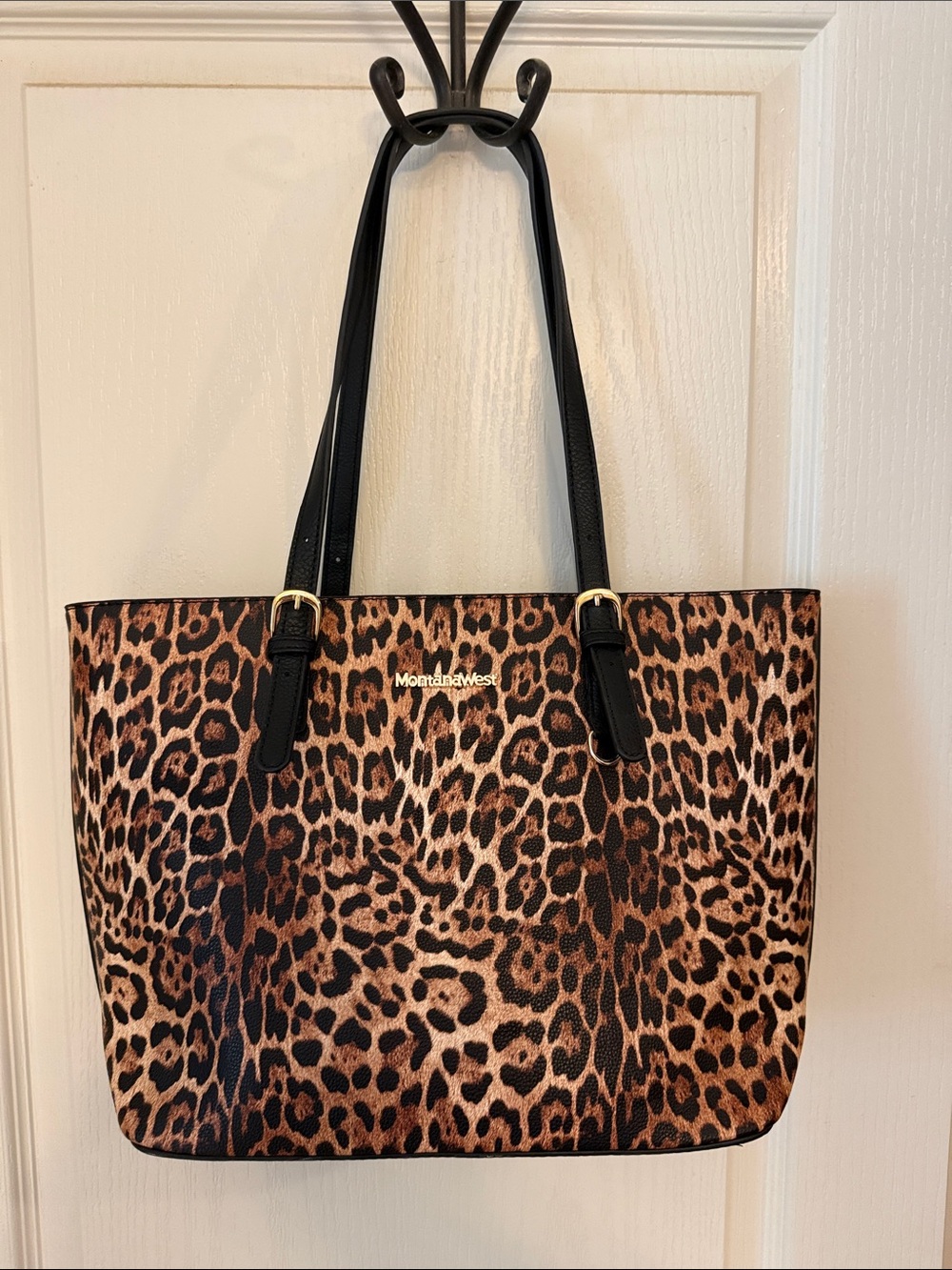 Montana West Leopard Print Tote in Brown and Black